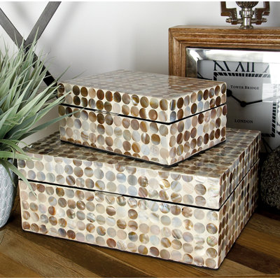 decorative boxes box storage inlay beige mop piece wayfair multi accent foldable metal decor statues pearl mother pack circular mdf